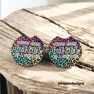 🎄 Behind Every Mom Is A Car Seat Animal Print Car Coasters | Car Accessories